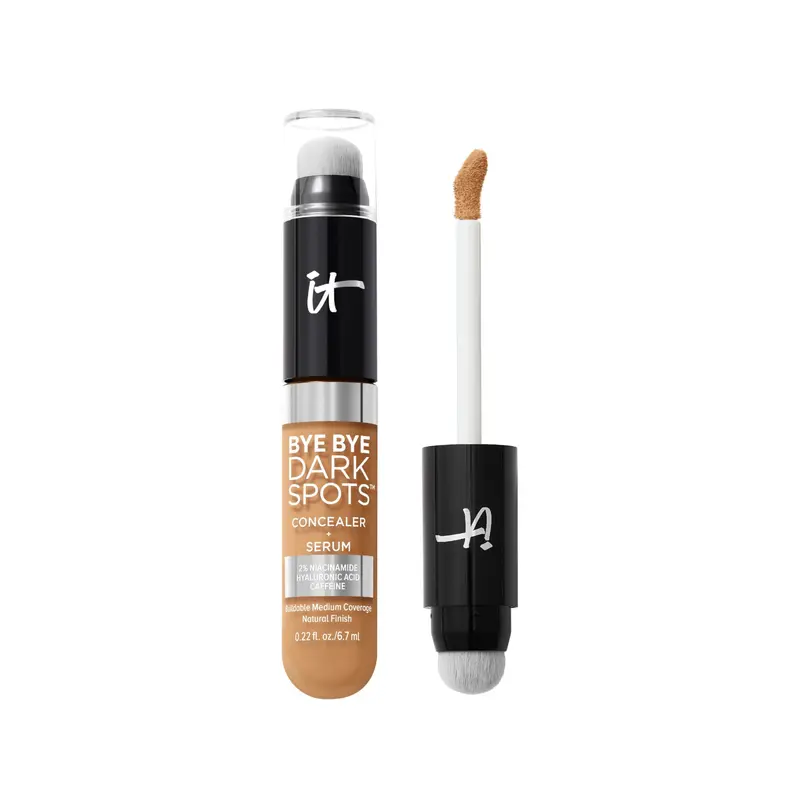 IT Cosmetics Adieu Taches – Correcteur + Sérum Éclaircissant, 2% Niacinamide, Acide Hyaluronique & Caféine – Teinte 32 Moyenne Chaude – Fini Naturel