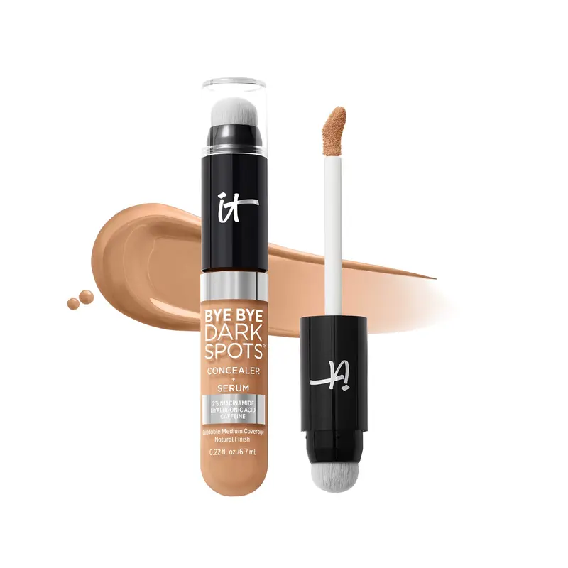 IT Cosmetics Bye Bye Dark Spots Concealer + Sérum Éclaircissant – Niacinamide 2%, Acide Hyaluronique & Caféine – Couvrance Moyenne, Finition Naturelle – Teinte 30 Medium Cool