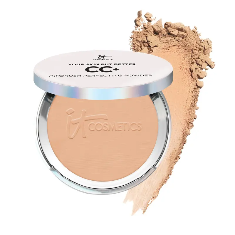 IT Cosmetics CC+ Airbrush Poudre – Finition légère à couvrance modulable (Teinte Moyenne Dorée)