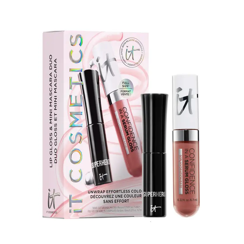 IT Cosmetics Ensemble Mascara Superhero et Lip Gloss Confidence in a Serum — Coffret Cadeau 2 Pièces