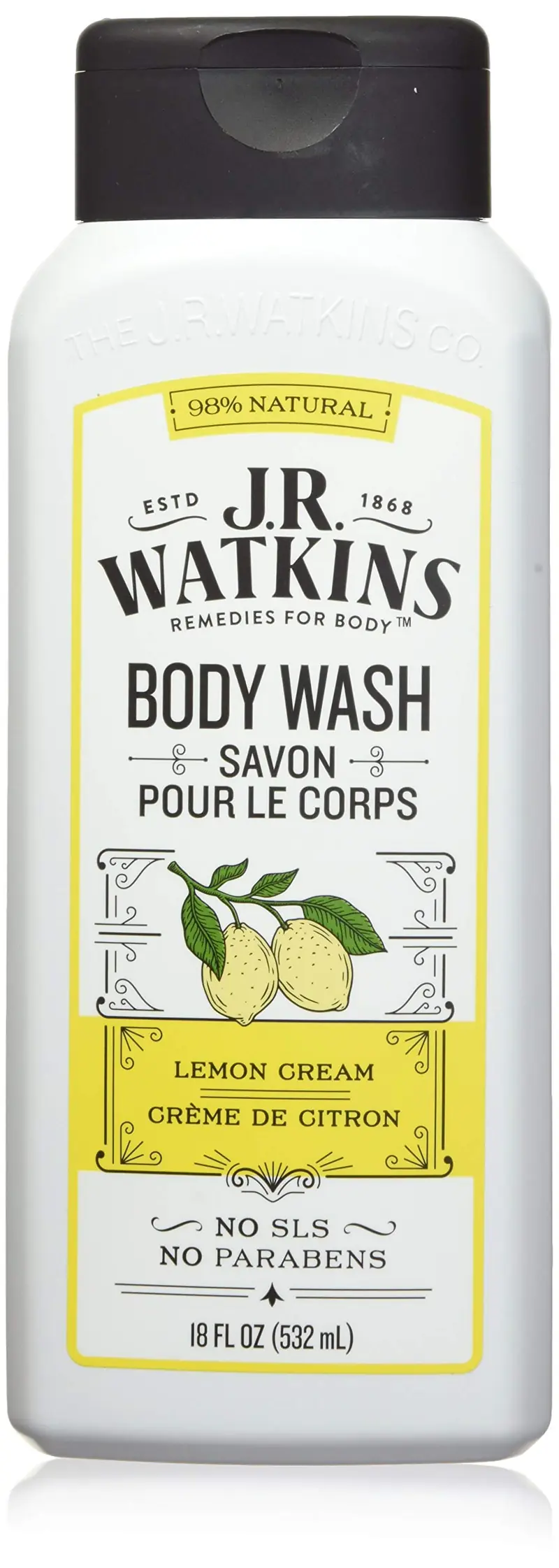 J.R. Watkins Gel Douche Hydratant Quotidien au Citron Crème, 18 onces