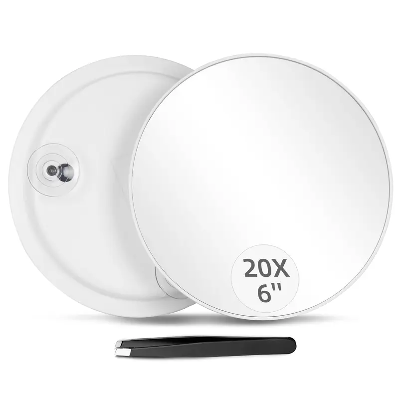 Jadazror Miroir 20x et Kit Pinces – Miroir Compact 6 Pouces avec 3 Ventouses