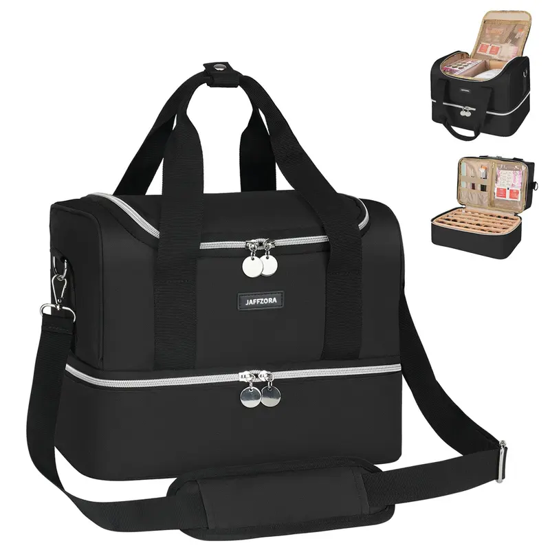 Jaffzora Étui Organisateur Vernis à Ongles – Double Couches, 40 Flacons, Noir
