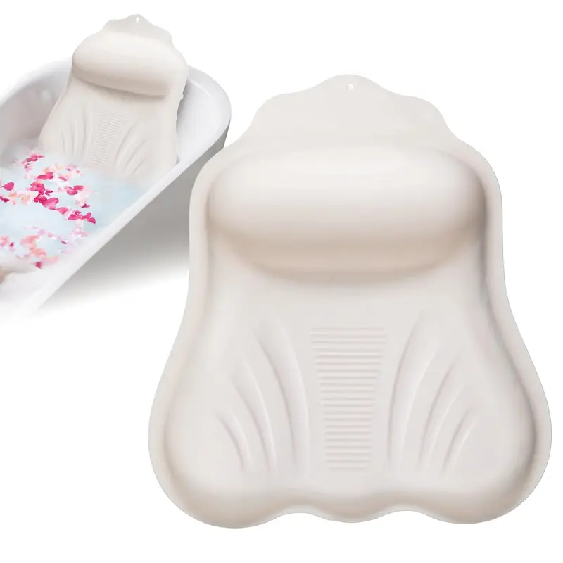Jalopink Oreiller de Bain Luxe Silicone 4D – Soutien Tête/Cou, Ventouses Fortes