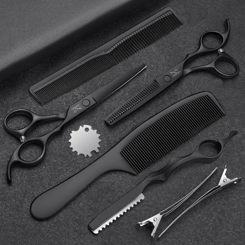 JASON Ciseaux de Coiffure Professionnels – Ensemble 10 pièces, 6,5 pouces, Noir