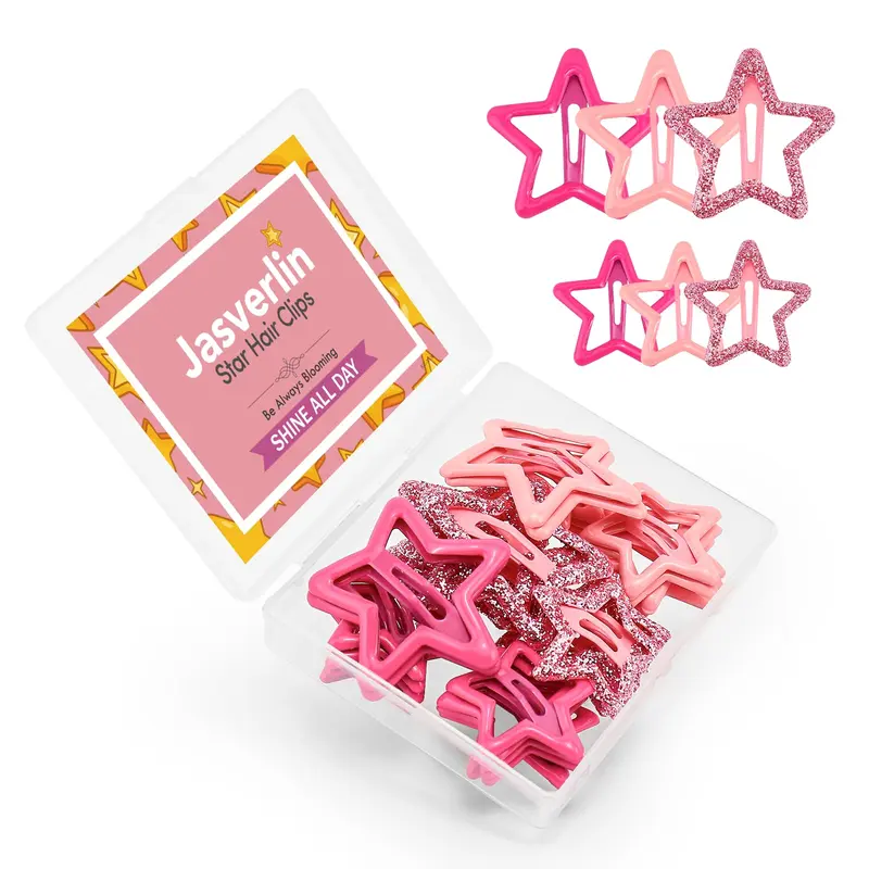 JASVERLIN 36 pièces Pinces à Cheveux Étoile Y2K - Rose Kawaii