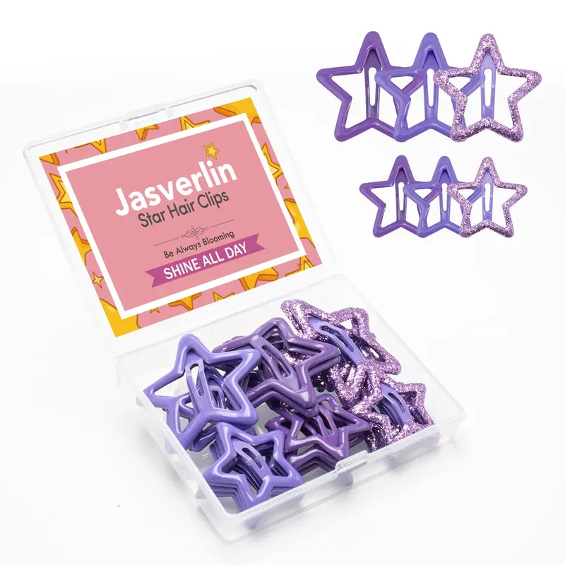 JASVERLIN 36 Pinces Étoile - Barrettes Style Années 2000 Rose Pailleté Antidérapantes