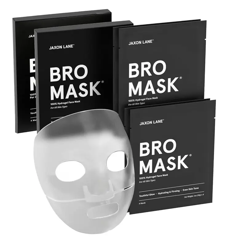 JAXON LANE BRO MASK – Masque facial haut de gamme pour hommes en hydrogel (4 x 1) avec vitamine C, collagène et hyaluronique
