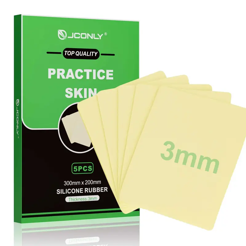 JCONLY – Peau de Pratique Tatouage Professionnelle, Silicone Médical 3 mm, 5 Pièces 12x8