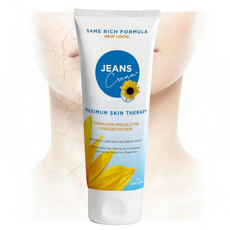 Jeans Cream – Crème peau pour brûlures de radiothérapie, hydratante vitamine E et aloé vera, non gras, 7 oz