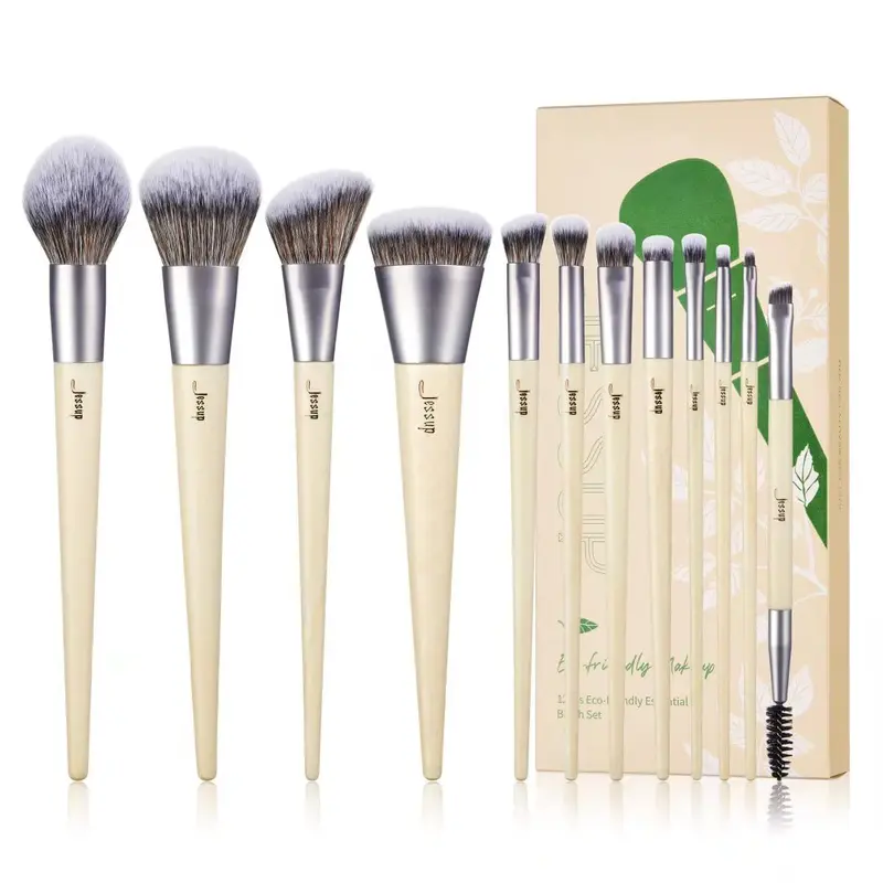 Jessup Ensemble Pinceaux Vegan 12 pièces Burlywood T327 – Poudre, Fond de Teint, Yeux et Sourcils