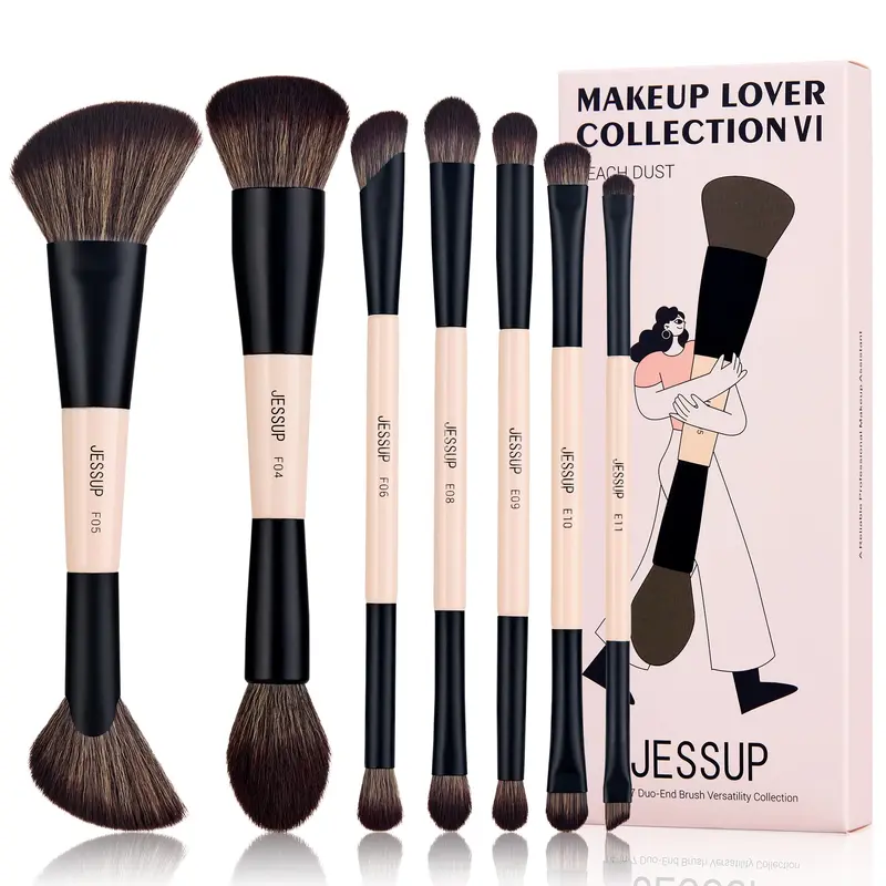 Jessup Pinceaux Maquillage 14-en-7 Double Face – Vegan et Cruelty-Free