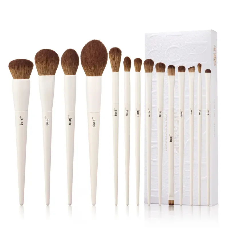 Jessup Pinceaux Maquillage 14 Pièces – Ensemble Premium Synthétiques Pour Poudre, Fond de Teint, Contour et Regard T329