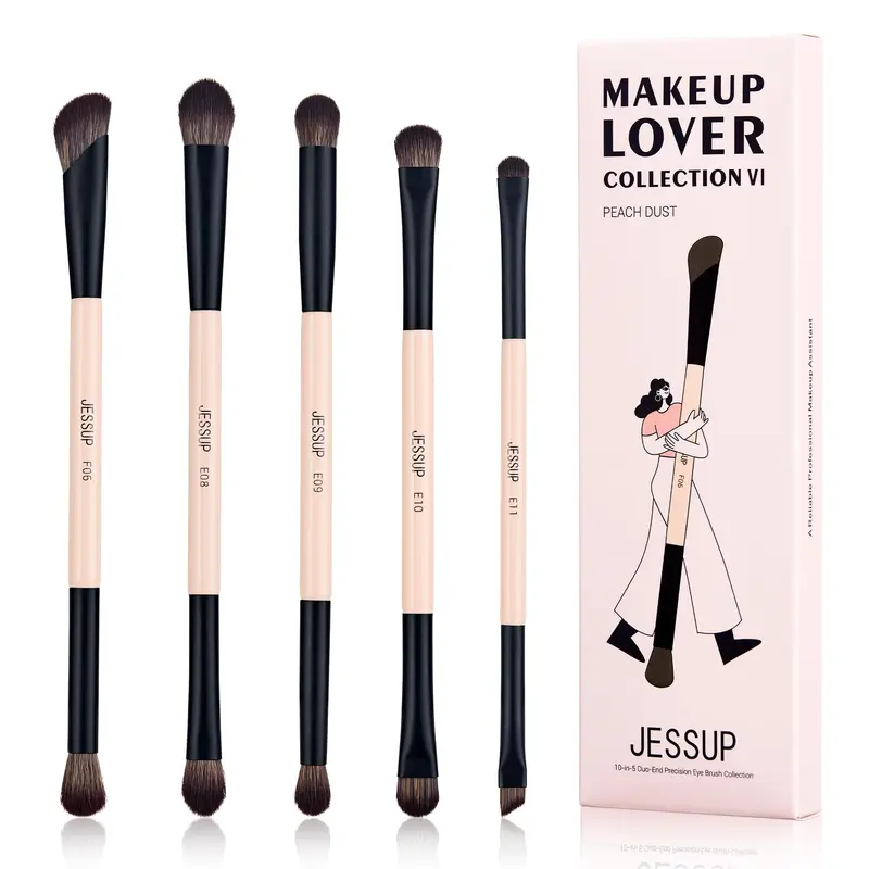 Jessup Pinceaux Yeux Double-Face 5 pièces T509 Peach Dust – Contour & Fusion