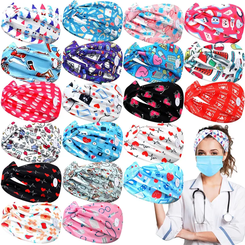 Jexine – 20 bandeaux infirmière avec boutons pour masque – accessoires CNA, confort et style