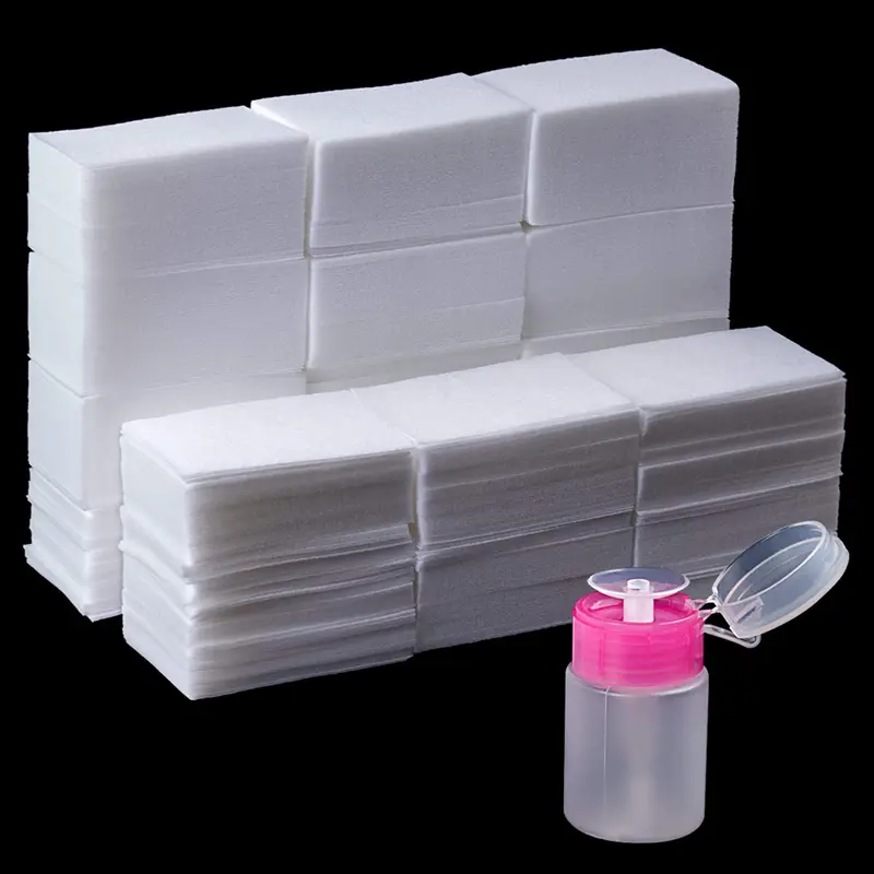 JIASHENG – Dissolvant Gel Vernis 1000 Lingettes coton sans peluches, Flacon Pompe pour dépose UV et ongles acryliques