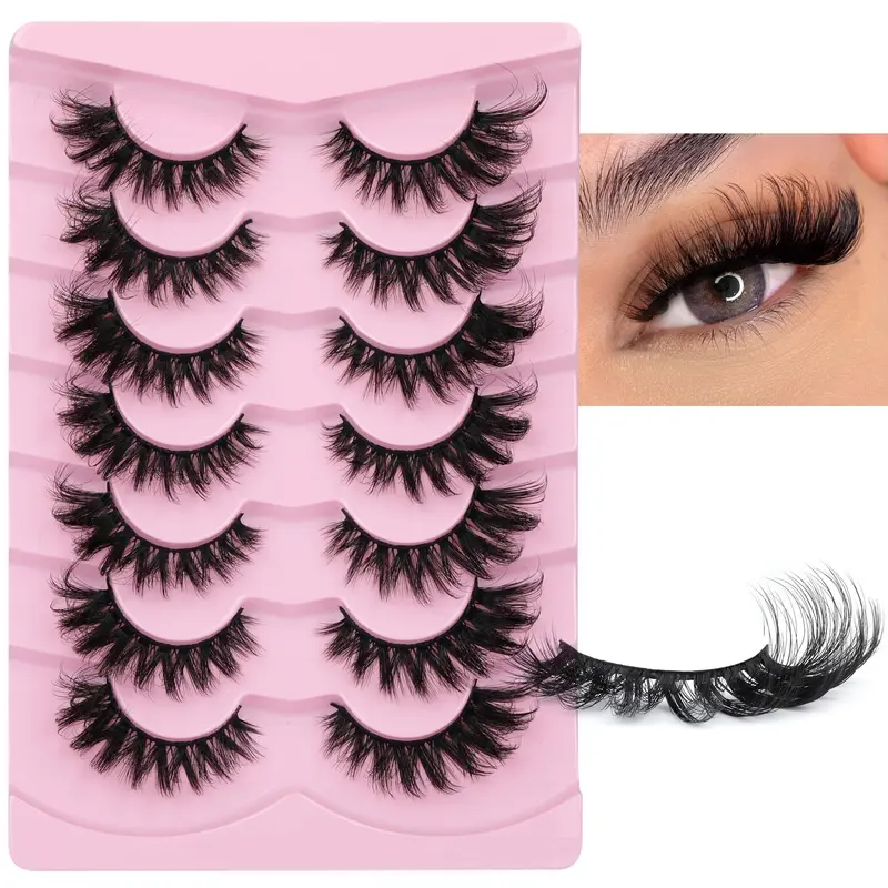 JIMIRE Cils Faux Mink – Regard Chat Fluffy, Volume Léger et Naturel 17mm, Paquet 7 Paires