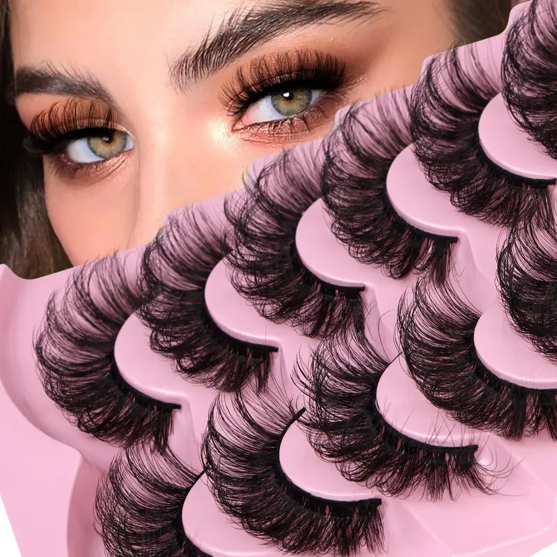 JIMIRE Cils Mink Volume D Curl 20 mm 6D – Bande Croisée (7 Paires)