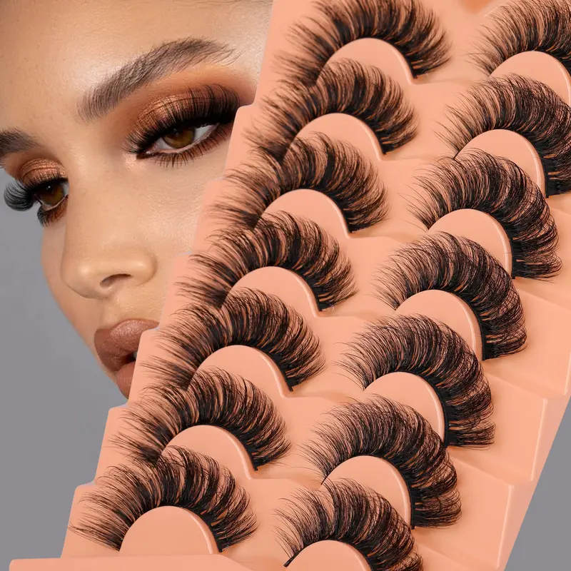 JIMIRE Cils vison 18mm duveteux 6D évasés — Regard dramatique et naturel, pack 7 paires
