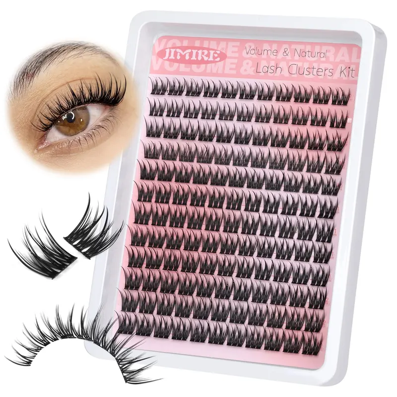 JIMIRE – Extensions de Cils en Amas Volumineux et Naturels 9-12 mm, 132 pcs, Courbure CC, Faciles à Appliquer pour Débutants