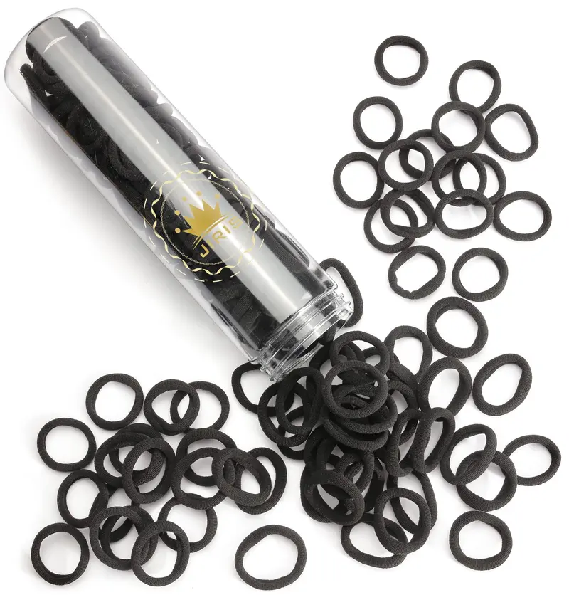 JIRIS – 100 élastiques à cheveux sans couture – kit starter édition limitée – mélange de couleurs (Noir)