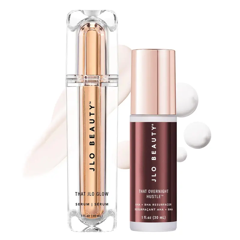 JLO BEAUTY Duo Sérums Visage Jour et Nuit – Hydratation, Fermeté et Exfoliation (1 fl oz chacun)