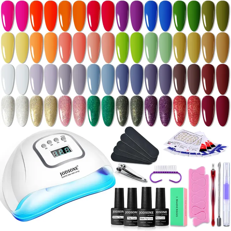 JODSONE Kit Gel Nail Polish avec Lampe UV – 32 Couleurs, Base, Top Coat et Outils Manucure