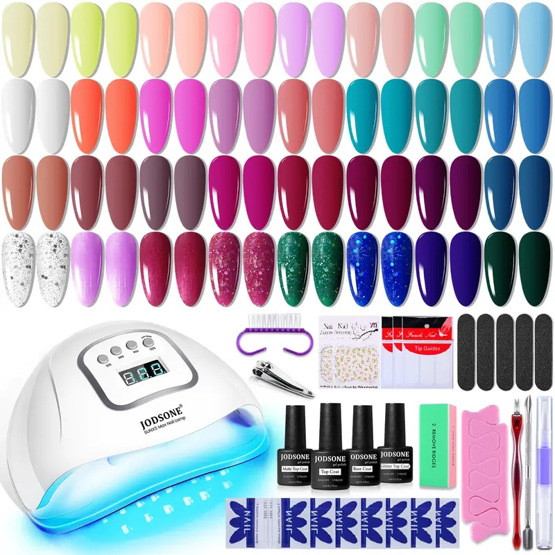 JODSONE Kit Vernis Gel avec Lampe UV – 32 Couleurs pour Manucure à Domicile