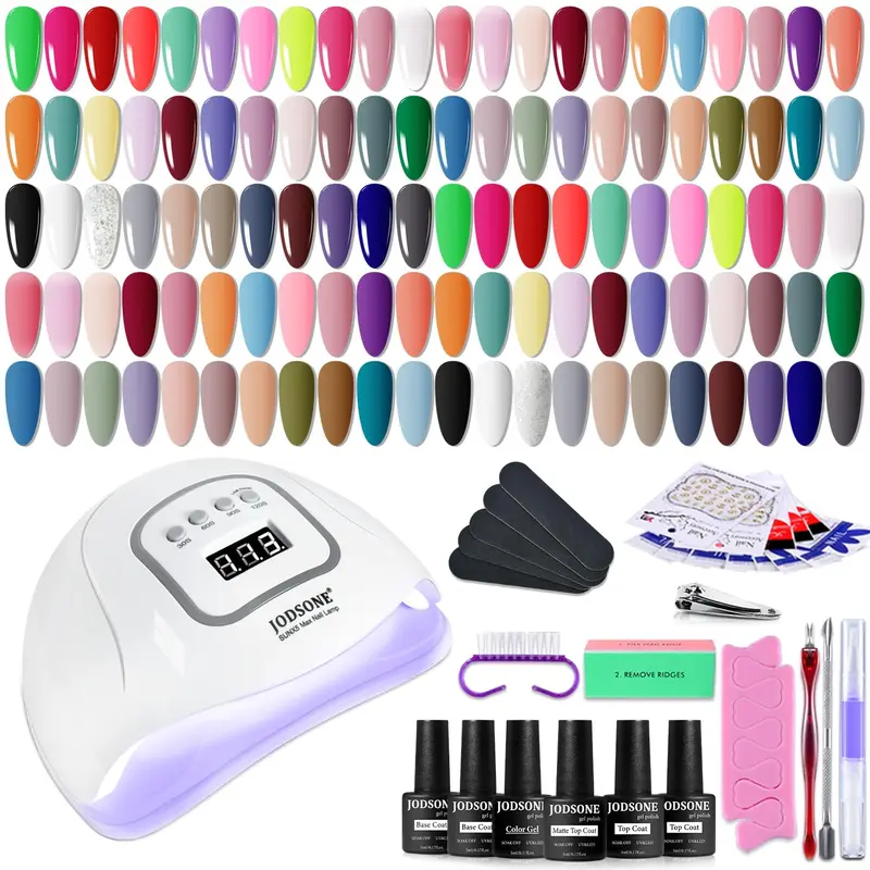 JODSONE Kit Vernis Gel UV — 60 Flacons + Lampe UV, 55 Teintes 5ml