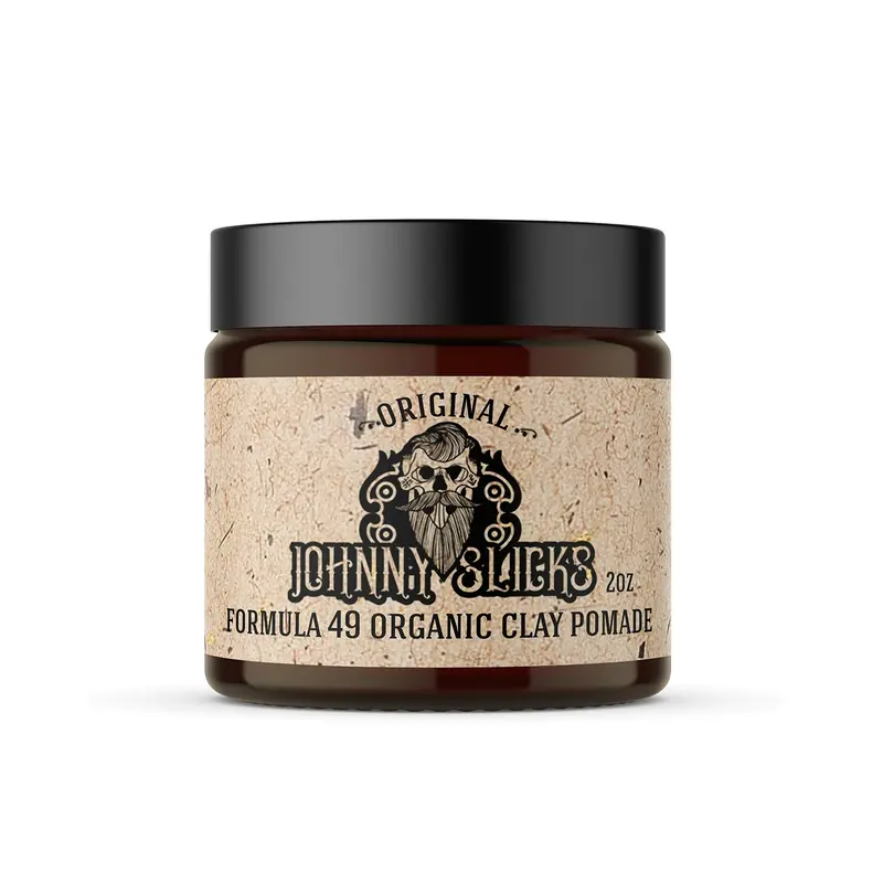 Johnny Slicks Formula 49 Pommade à Argile Bio – Tenue Ferme, Fini Mat, Hydratation (2 oz, Original)