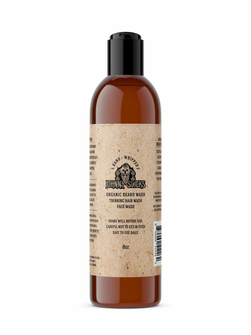 Johnny Slicks Soin Lavage Barbe Mousse Bio – Nettoyage Polyvalent Tea Tree Menthe Huile de Coco – 8 oz