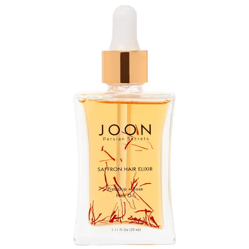 Joon Saffron Hair Elixir Pistachio + Rose Hair Oil – Huile capillaire légère, démêlage et brillance, 33 ml