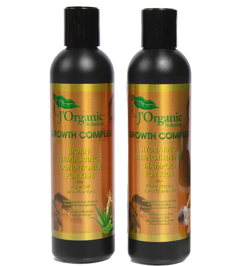 J'Organic Solutions - Ensemble Shampooing hydratant et fortifiant à la biotine pour bébé et tout-petit (2x8oz) Sans sulfate, sans parabènes, sans phtalates