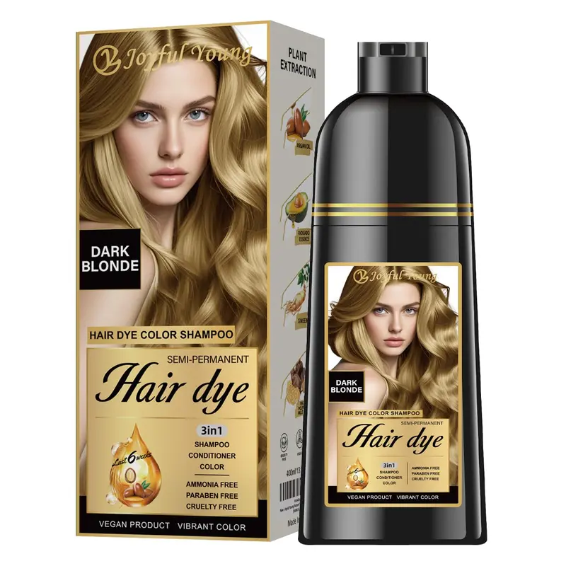 Joyful Young Shampoing Colorant 3-en-1 – Blond Foncé, Couverture Gris Semi-Permanente