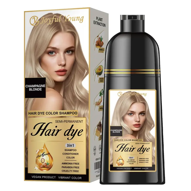 Joyful Young – Shampoo Déposant 3-en-1 Champagne Blond Semi-Permanent pour Cheveux Gris