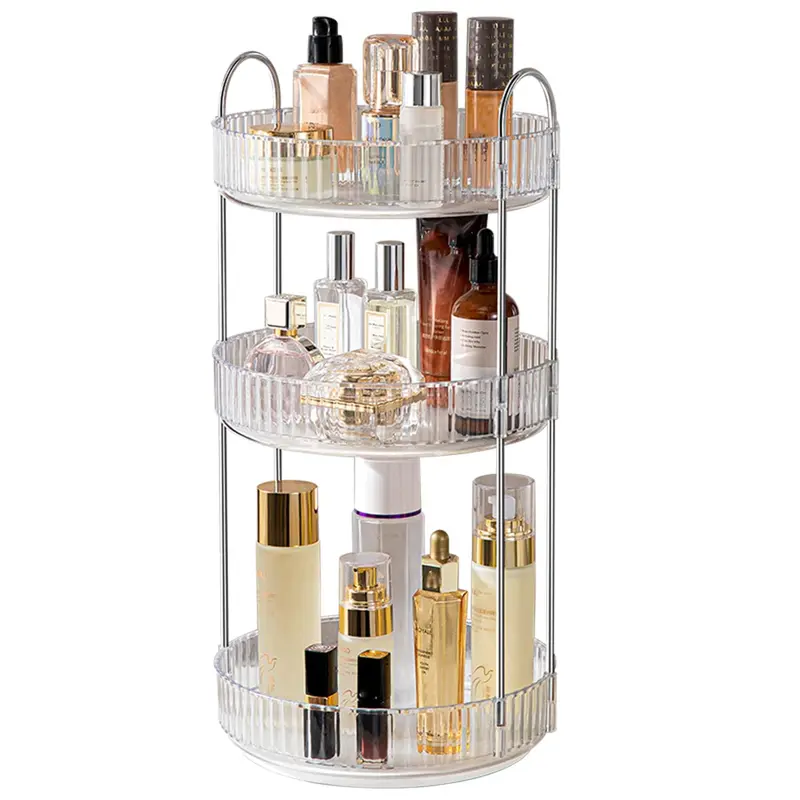 JTIYQ Organisateur Maquillage 360° – 3 Niveaux, Grande Capacité pour Vanity et Salle de Bain