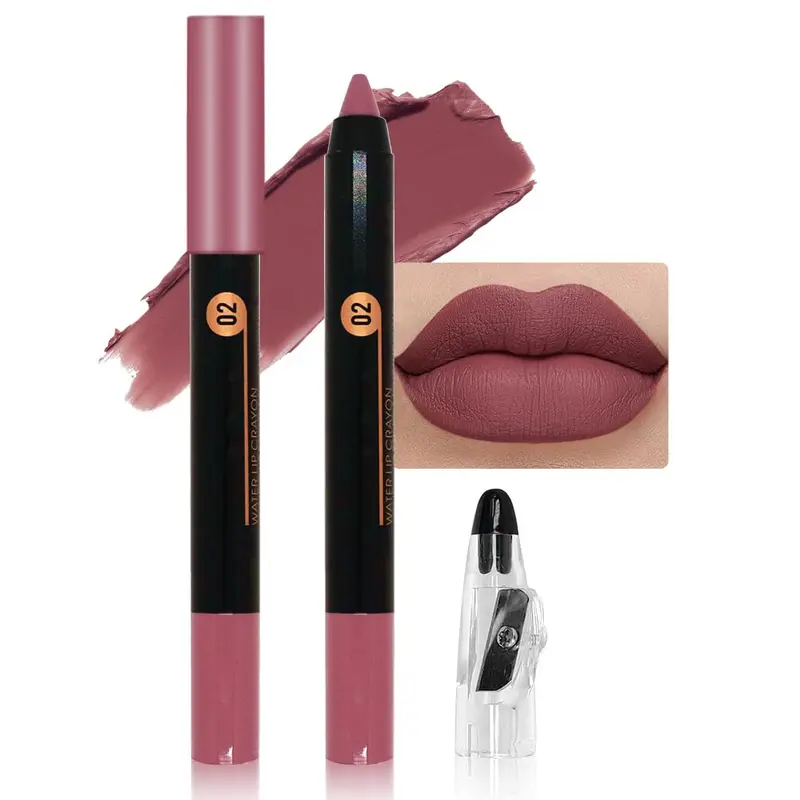 JUAAZIN Crayon Contour des Lèvres Matte Rouille - Waterproof, Tenue 12H, Taille-crayon Intégré