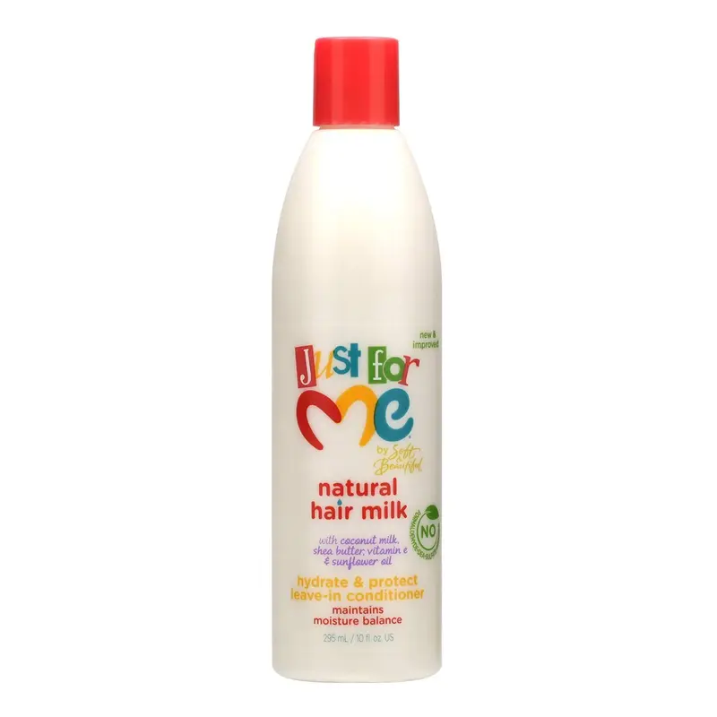 Just For Me Lait Naturel Hydrate et Protège – Soin Sans Rinçage pour Cheveux Bouclés, 10 onces | Coco, Beurre de Karité, Vitamine E et Huile de Tournesol