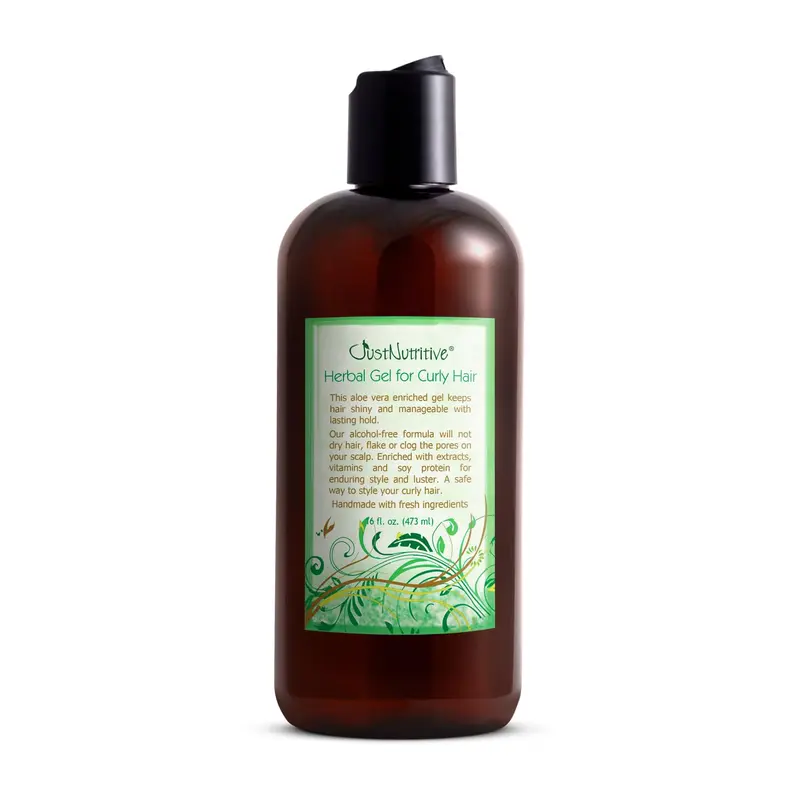 Just Nutritive Gel à Base d'Herbes pour Cheveux Bouclés | Définition, Hydratation et Maintien Flexible | 16 Oz