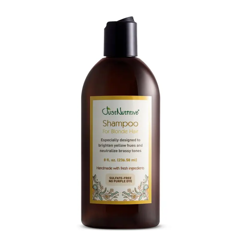 Just Nutritive Shampoing Blond — Neutralise les reflets jaunes pour blond naturel et coloré (8 oz) — Sans sulfates, sans parabènes