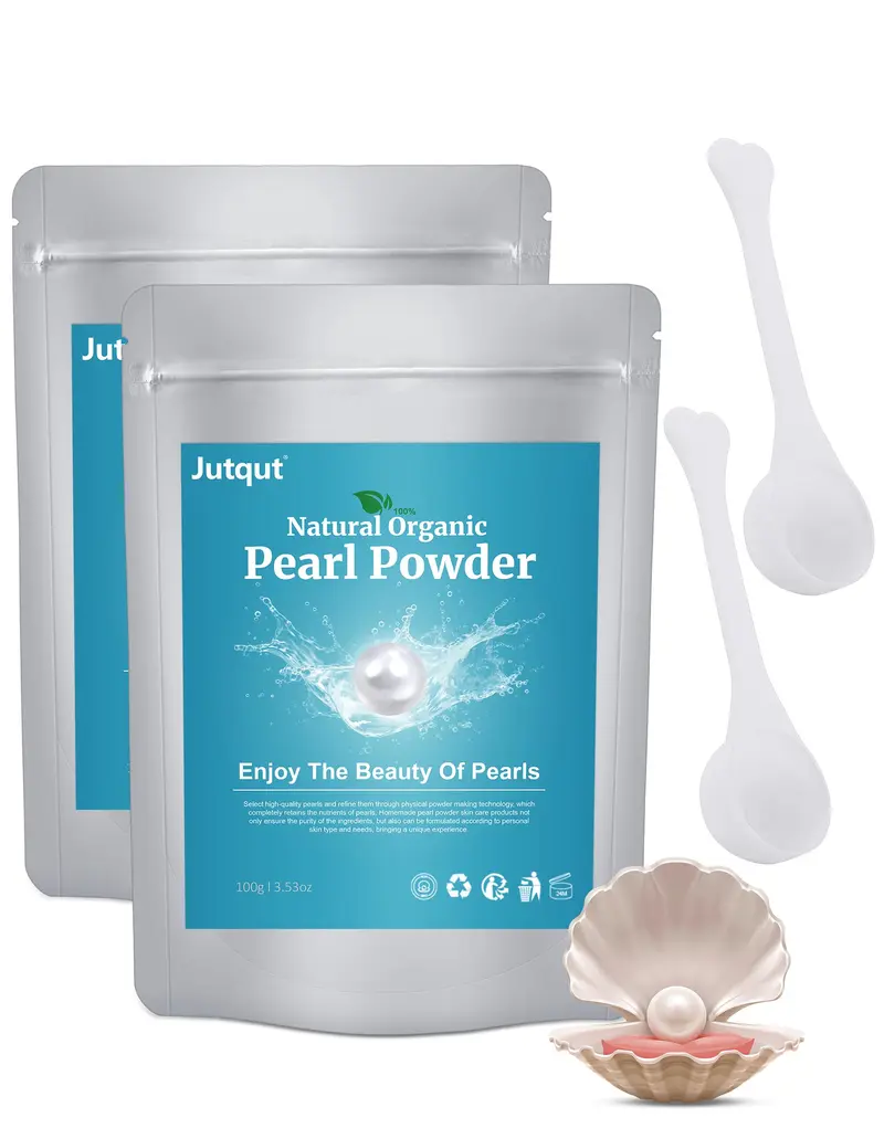 Jutqut Poudre de Perle d'Eau Douce 2PCS — Soin DIY Naturel, Hydratant & Purifiant