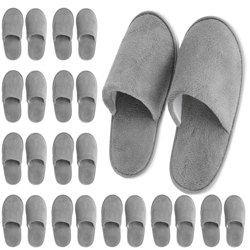 Juvale Chaussons jetables pour invités – Confort en coton doux, semelles EVA, lot de 12 gris US 11 / Femme 12