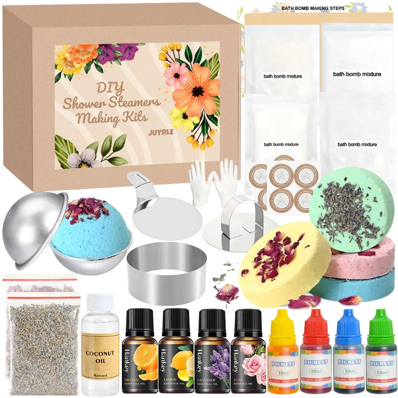 JUYRLE Kit de fabrication de bombes de bain – 49 pièces DIY Spa à domicile