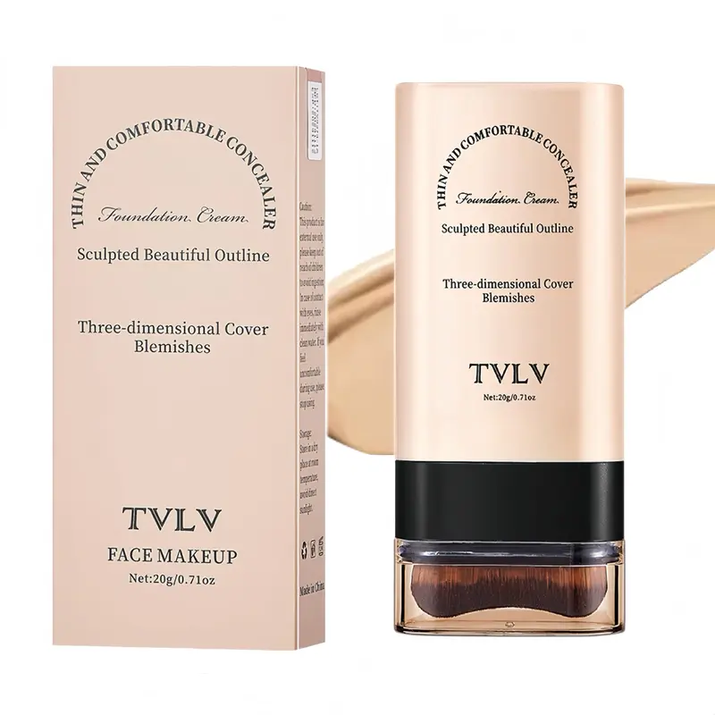 JYOVQXF Concealer Stick Hydratant – Couvrance Naturelle Visage & Corps, Pinceau Intégré (0,17 oz 02#NATURE)