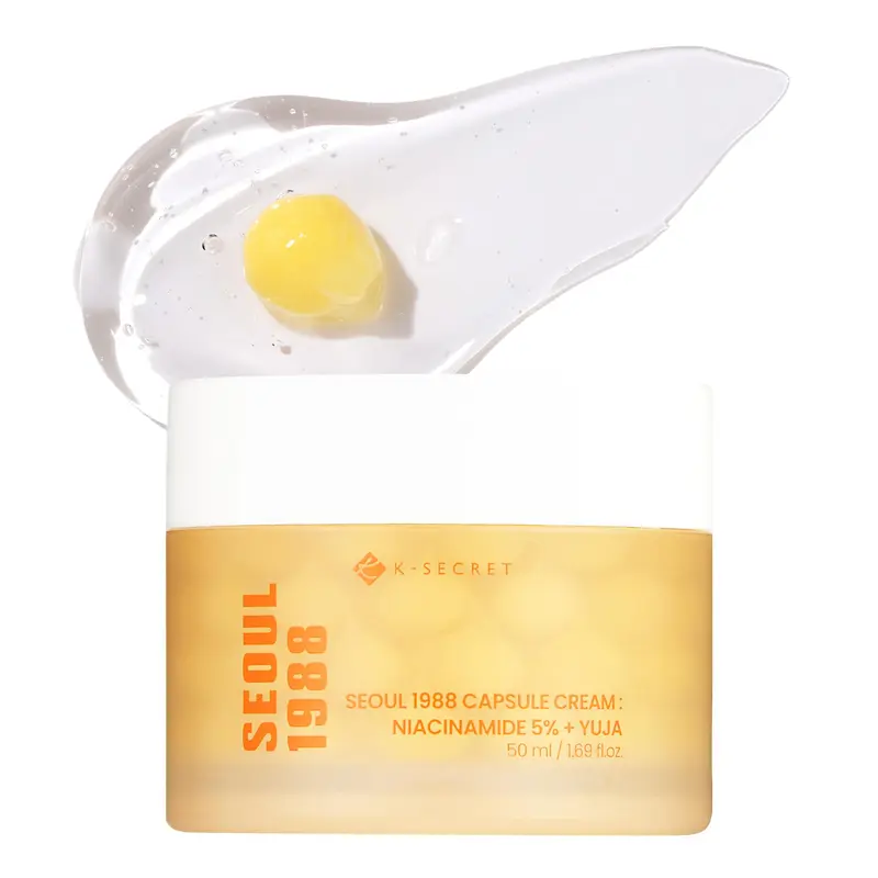 K-SECRET SEOUL 1988 Crème Capsule Niacinamide 5% et Yuja – Hydratation Visage Vitamine C, Teint Uniforme, 50 ml