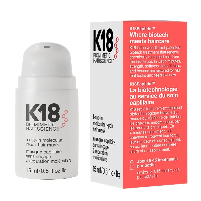 K18 Masque sans rinçage – Réparation moléculaire en 4 minutes pour cheveux abîmés