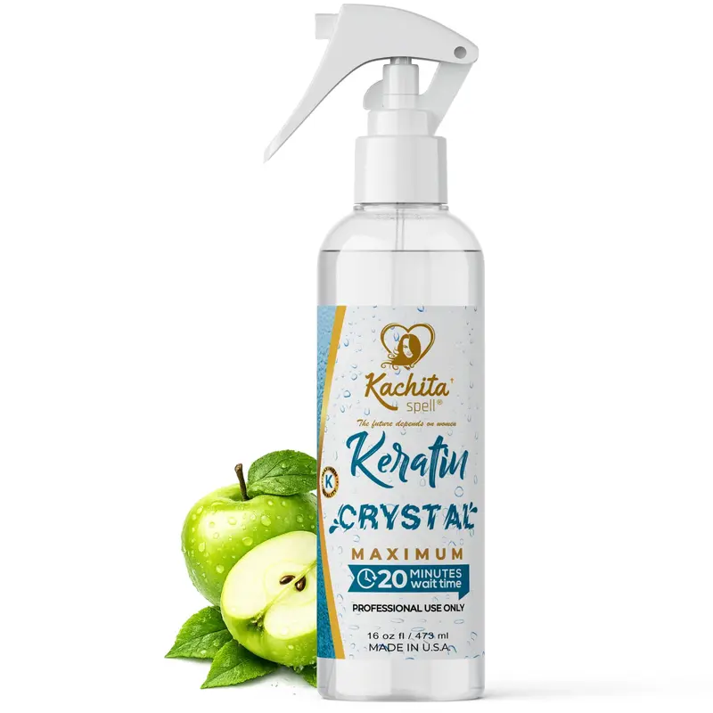 Kachita Spell Keratin Crystal – Traitement Express en Spray 20 Minutes pour Cheveux Lisses, Usage Maison et Pro, 16 oz