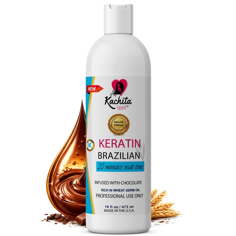 Kachita Spell Soin Kératine Brésilienne Chocolat – Lissage Durable, Argan et Coco, Tous Types de Cheveux, Fabriqué aux États-Unis 16 oz