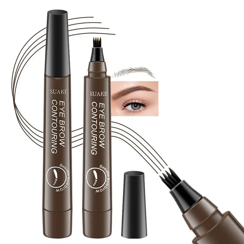 Kaely 2 pièces Crayons Sourcils — Pointe Quatre Pointes Précise, Waterproof, Tenue 24h, Brun Foncé 02