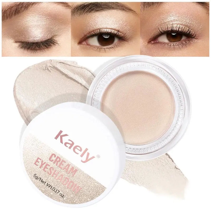 Kaely Crème Ombre Paupières Pot – Crème Brûlée Scintillante, Haute Pigmentation et Résistance à l'eau